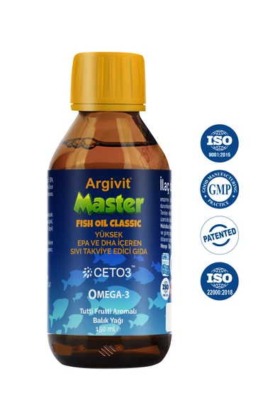 ARGİVİT Master Fish Oil Yüksek Omega-3 (3000MG) Içeren Balık Yağı 150 ml - Tutti Frutti Aromalı - Resim 2