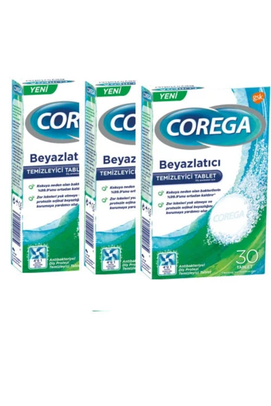 COREGA Diş Protezi Beyazlatıcı Temizleyicisi Tablet 30 Luk - Tüm Protezler Için-3 Adet ürün görseli 1
