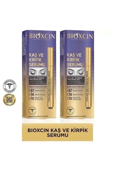 BİOXCİN Kaş Kirpik Serumu - Kolajen Hyaluronik Asit Hint Yağı Keratin Peptidleri B5- B11
