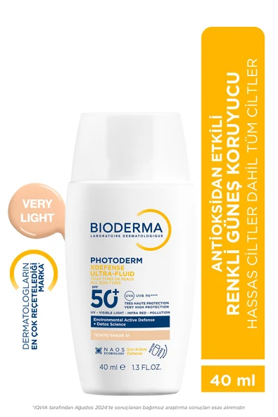 BİODERMA Photoderm XDefense Spf50+ Tüm Cilt Tipleri Antioksidan Etkili Renkli Güneş Kremi Very Light 40 ml ürün görseli 1