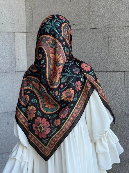 Pamuklu Flora Desen Eşarp-Karma - 5