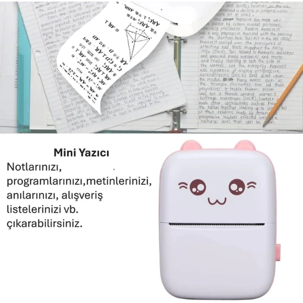 Sevimli Mini Taşınabilir Yazıcı Printer - Resim 2