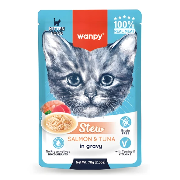 Wanpy Pouch Somonlu ve Ton Balıklı Yaş Kedi Maması 70gr