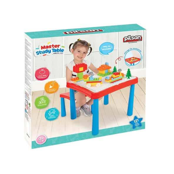 03 477 MASTER ÇALIŞMA MASASI KIRMIZI MAVİ - Resim 3