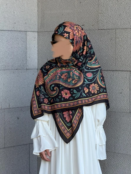 Pamuklu Flora Desen Eşarp-Karma - 2