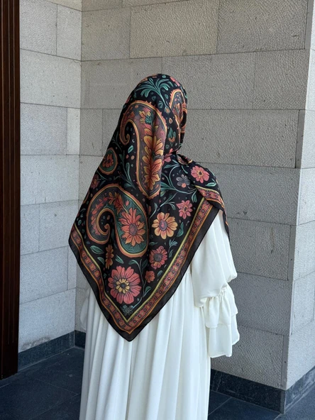 Pamuklu Flora Desen Eşarp-Karma - 3