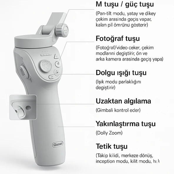 Otomatik Yüz Takipli Telefon Gimbal 330 Döner, Tripod Destekli, Profesyonel Video Çekim Sabitleyici - 5