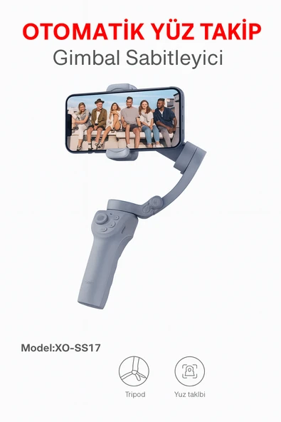 Otomatik Yüz Takipli Telefon Gimbal 330 Döner, Tripod Destekli, Profesyonel Video Çekim Sabitleyici