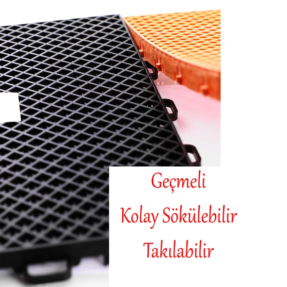 Plastik Karo Banyo Wc Lavabo Tuvalet Zemin Izgarası 30x30 cm Turuncu Renk 6 Adet Kaydırmaz Izgara - 5