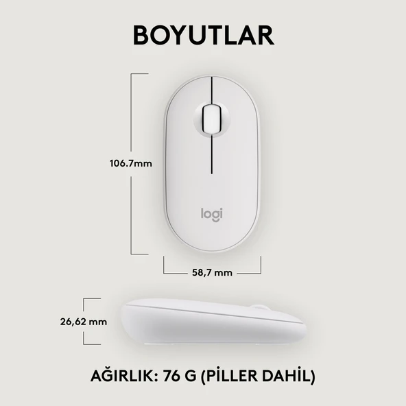 M350s Pebble 2 Bluetooth Kablosuz Sessiz Kompakt Mouse - Beyaz - 6