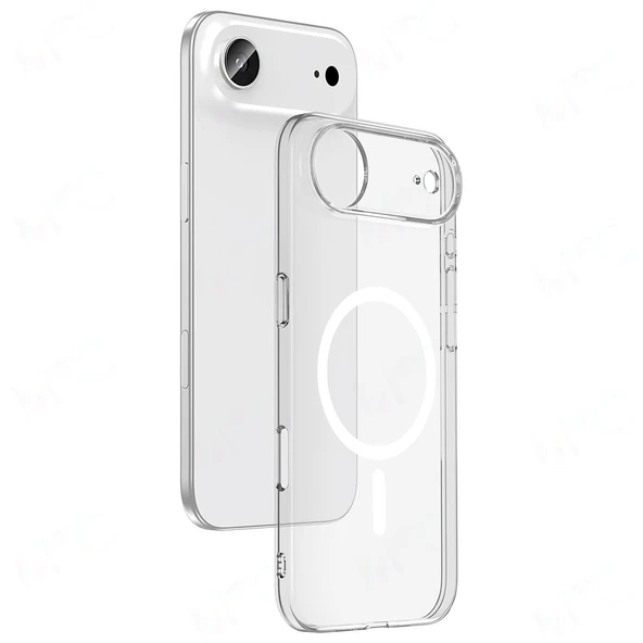 Apple iPhone 17 Air Kılıf Zore M-safe Şarj Özellikli Şeffaf Kamera Çerçeveli Porto Kapak - 1