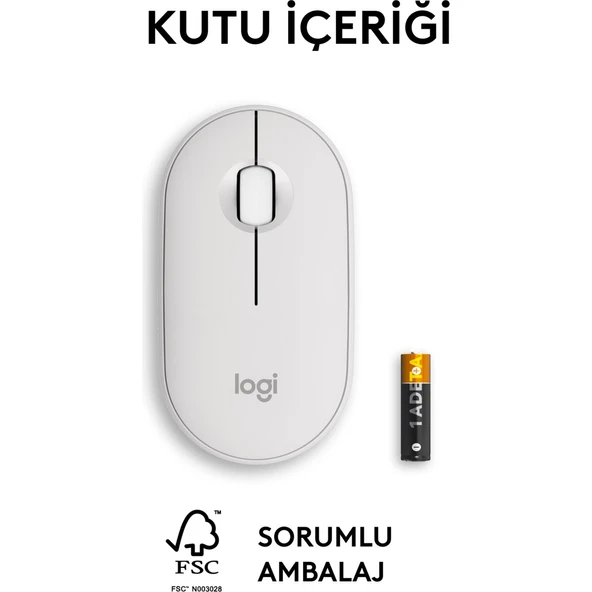 M350s Pebble 2 Bluetooth Kablosuz Sessiz Kompakt Mouse - Beyaz - 7