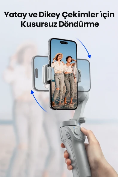 Otomatik Yüz Takipli Telefon Gimbal 330 Döner, Tripod Destekli, Profesyonel Video Çekim Sabitleyici - 3