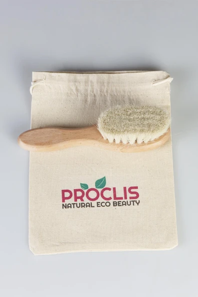 Bebek Saç Fırçası Yeni Doğan Çocuklar Için Doğal Keçi Kılı Fırçası İsim Yazdırılabilir,Tarak Hediye - 5