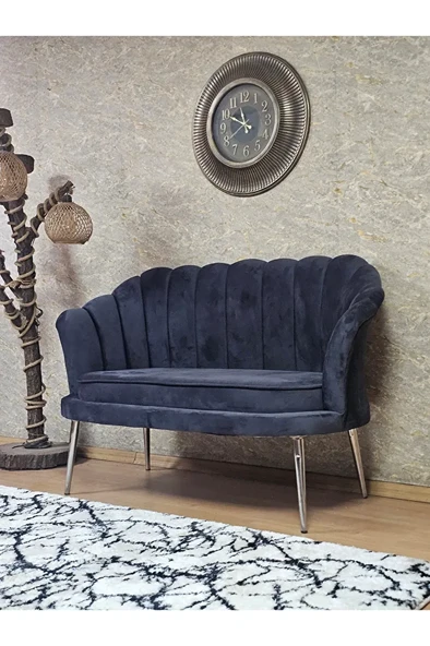 İkili İstiridye Krom Kaplama Sivriltme Ayak Çay Seti Koltuk İkili Berjer , İkili Berjer Koltuk Füme Renk 110 x 48 Boyut/Ebat - 3