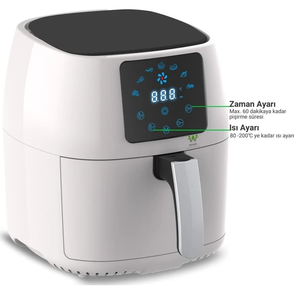 Wiami Airfryer 4.5 L Hava Fritözü Beyaz V2 ürün görseli