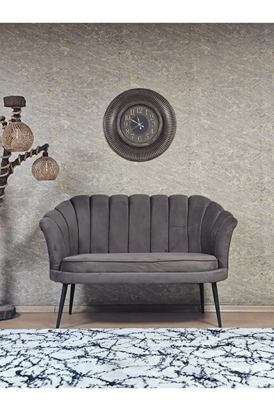 İkili İstiridye Siyah Boyalı Sivriltme Ayak Çay Seti Koltuk İkili Berjer , İkili Berjer Koltuk Kahverengi Renk 110 x 48 Boyut/Ebat ürün görseli