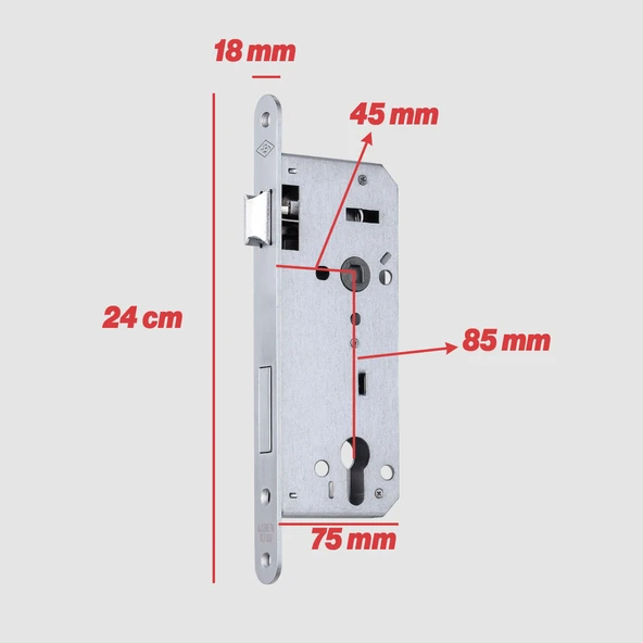 Yale Dış Kapı ve Oda Kapısı Barelli Silindirli Kapı Kolu 45x85 mm 3 Anahtarlı Dayanıklı Metal Kilit - Resim 3
