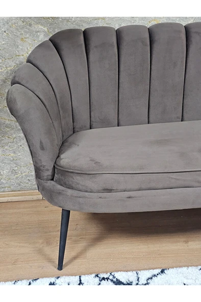 İkili İstiridye Siyah Boyalı Sivriltme Ayak Çay Seti Koltuk İkili Berjer , İkili Berjer Koltuk Kahverengi Renk 110 x 48 Boyut/Ebat - Resim 4