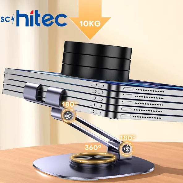 Schitec 360° Dönebilen Masa Üzeri Metal Telefon ve Tablet Tutucu Stand Gri - Resim 4