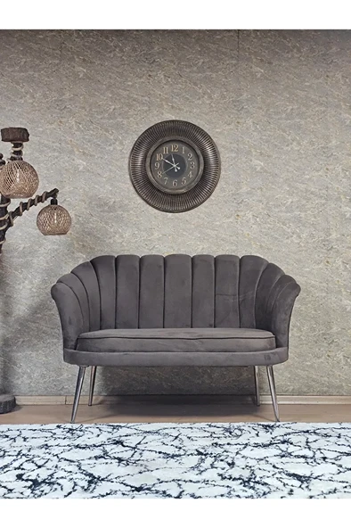 İkili İstiridye Krom Kaplama Sivriltme Ayak Çay Seti Koltuk İkili Berjer , İkili Berjer Koltuk Kahverengi Renk 110 x 48 Boyut/Ebat