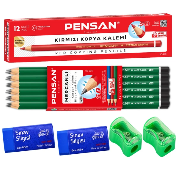 Pensan Kurşun Kalem Seti 28 Parça ( 2 Silgi + 2 Kalemtıraş ) - 1