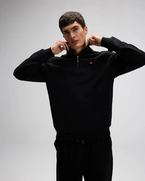 Ellesse EM580-BK Erkek Yarım Fermuarlı Siyah Sweat - 11