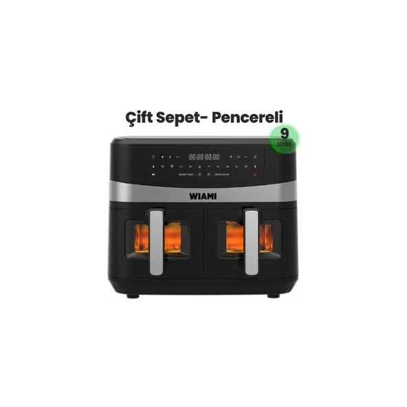Wiami Airfryer 9 Lt Çift Sepet Camlı Akıllı Yağsız Hava - 4