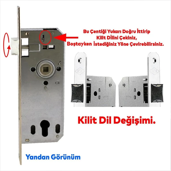 Yale Dış Kapı ve Oda Kapısı Barelli Silindirli Kapı Kolu 45x85 mm 3 Anahtarlı Dayanıklı Metal Kilit - Resim 2