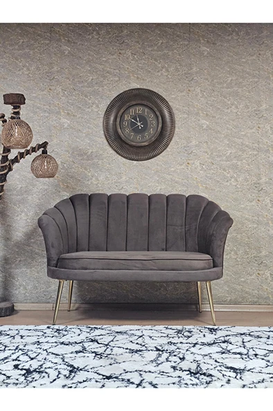 İkili İstiridye Gold Kaplama Sivriltme Ayak Çay Seti Koltuk İkili Berjer , İkili Berjer Koltuk Kahverengi Renk 110 x 48 Boyut/Ebat