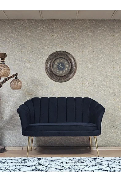 İkili İstiridye Gold Kaplama Sivriltme Ayak Çay Seti Koltuk İkili Berjer , İkili Berjer Koltuk Siyah Renk 110 x 48 Boyut/Ebat ürün görseli