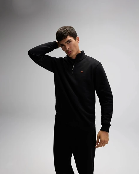 Ellesse EM580-BK Erkek Yarım Fermuarlı Siyah Sweat - 7