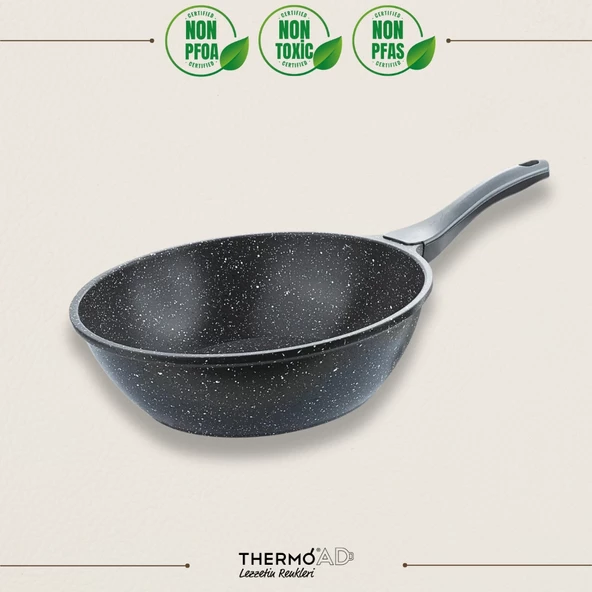 Thermoad Wok Tava Gri 28 Cm Döküm Granit