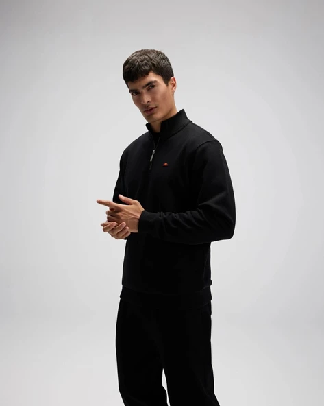 Ellesse EM580-BK Erkek Yarım Fermuarlı Siyah Sweat - 8