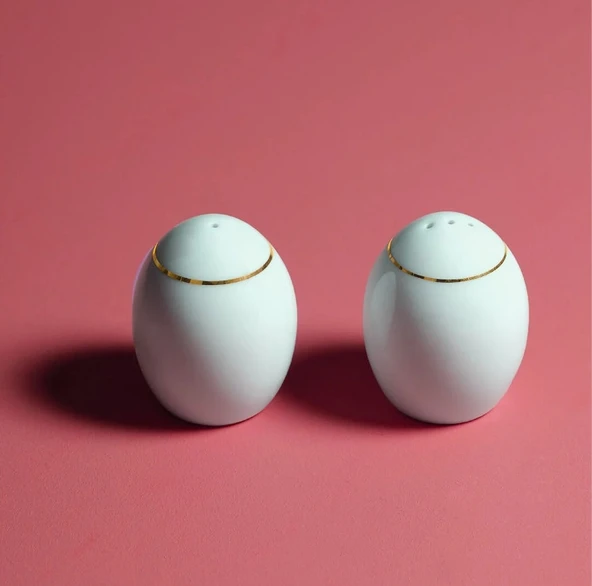 Güral Porselen Bilbao Altın Fileli Biberlik ve Tuzluk Seti - 2