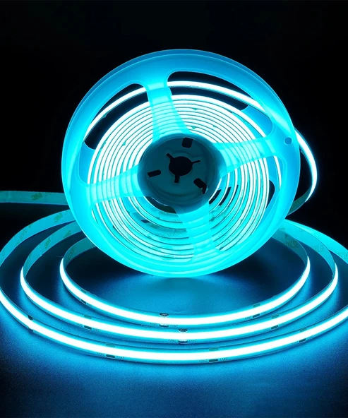12V COB Şerit Led Açık Mavi Işık  - Metrede 360 Led - 5 Metre - 3