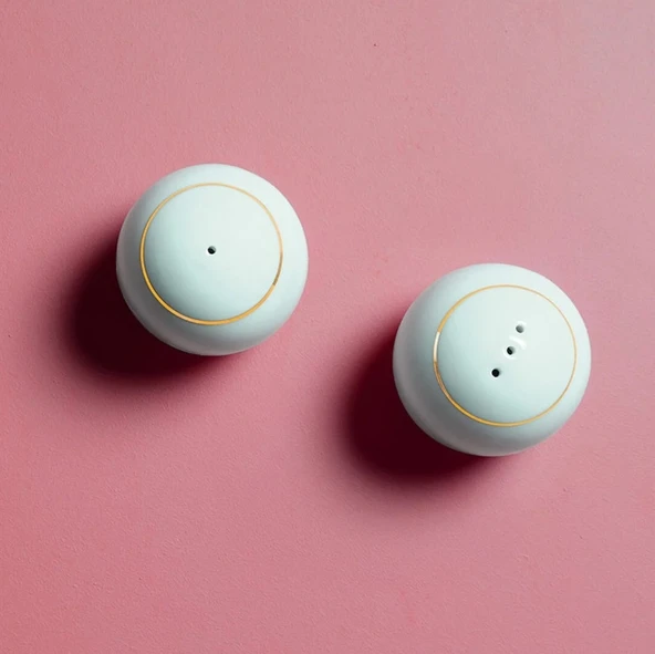 Güral Porselen Bilbao Altın Fileli Biberlik ve Tuzluk Seti - 3