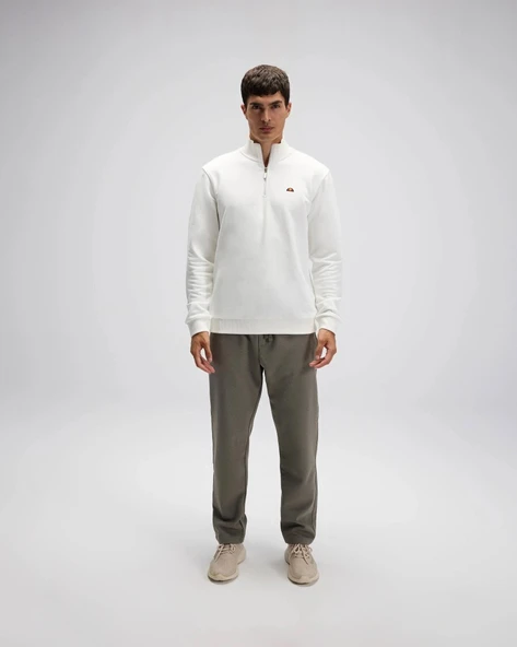 Ellesse EM580-OF Erkek Yarım Fermuarlı Beyaz Sweat - 4
