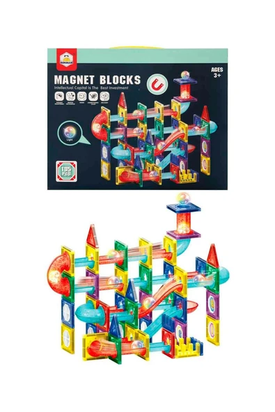 Işıklı Manyetik Bloklar 105 Parça – Çocuklar İçin Manyetik İnşa Seti - 2