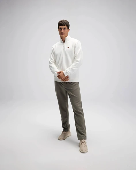 Ellesse EM580-OF Erkek Yarım Fermuarlı Beyaz Sweat