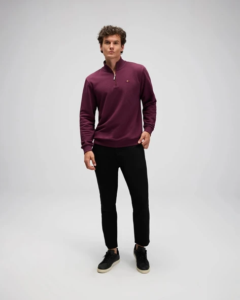 Ellesse EM580-BRD Erkek Yarım Fermuarlı Bordo Sweat - 2