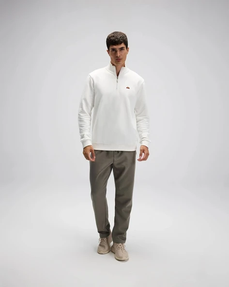 Ellesse EM580-OF Erkek Yarım Fermuarlı Beyaz Sweat - 3