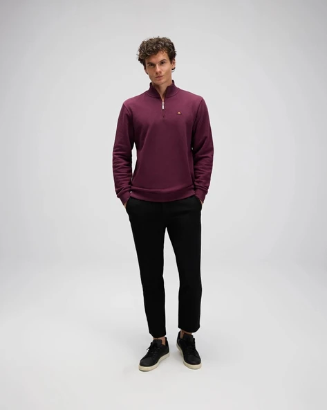 Ellesse EM580-BRD Erkek Yarım Fermuarlı Bordo Sweat - 5