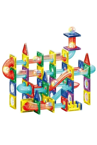 Işıklı Manyetik Bloklar 105 Parça – Çocuklar İçin Manyetik İnşa Seti