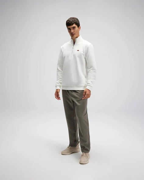 Ellesse EM580-OF Erkek Yarım Fermuarlı Beyaz Sweat - 6