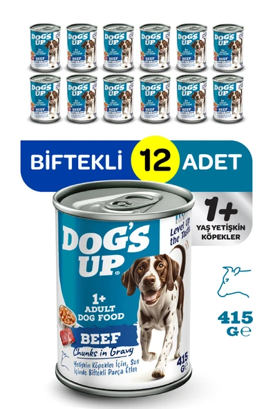 Dogs Up Yaş Yetişkin Köpek Maması Biftekli 415gr 12Li ürün görseli 1