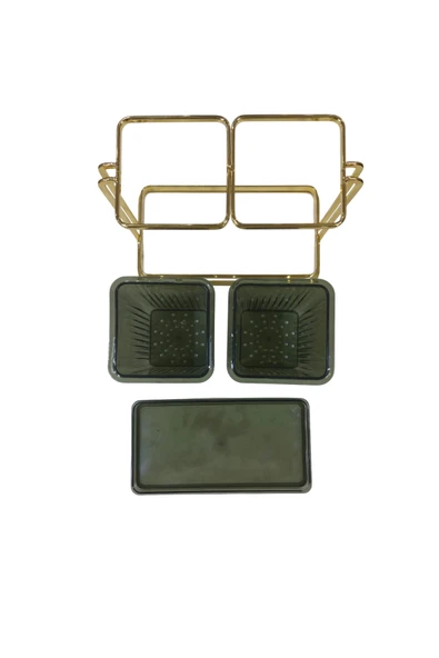 IVORY Gold Metal Standlı Çift Akrilik Hazneli Tezgah üstü Kaşıklık - Resim 3