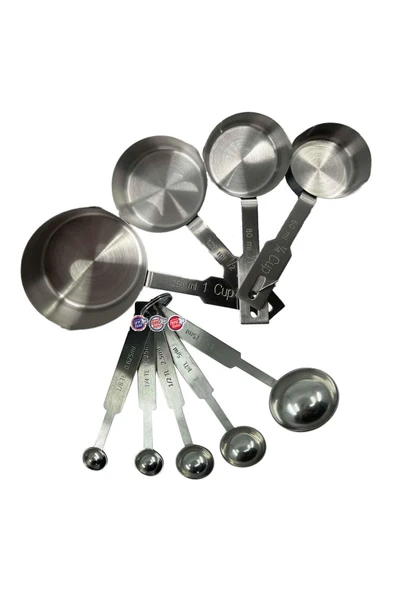Fame Kıtchen Paslanmaz Çelik Askılı 9 Parça Katı ve Sıvı Ölçüm Kaşığı Seti ürün görseli 1