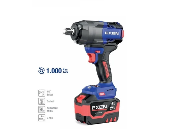 EXEN EN 286 SM 21 V. 6 AH. 1000 NM. KÖMÜRSÜZ ŞARJLI SOMUN SÖKME