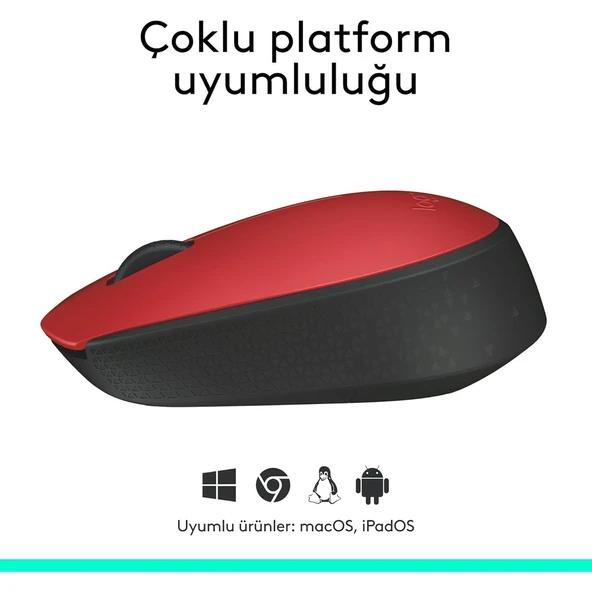 M171 Kablosuz Mouse Kırmızı 910-004641 - Resim 3